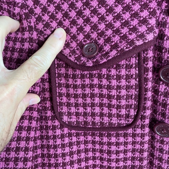 Billabong Women's Lumber Jane Houndstooth Plaid Wool Blend Bomber Jacket Zip Up‎ - Picture 4 of 16